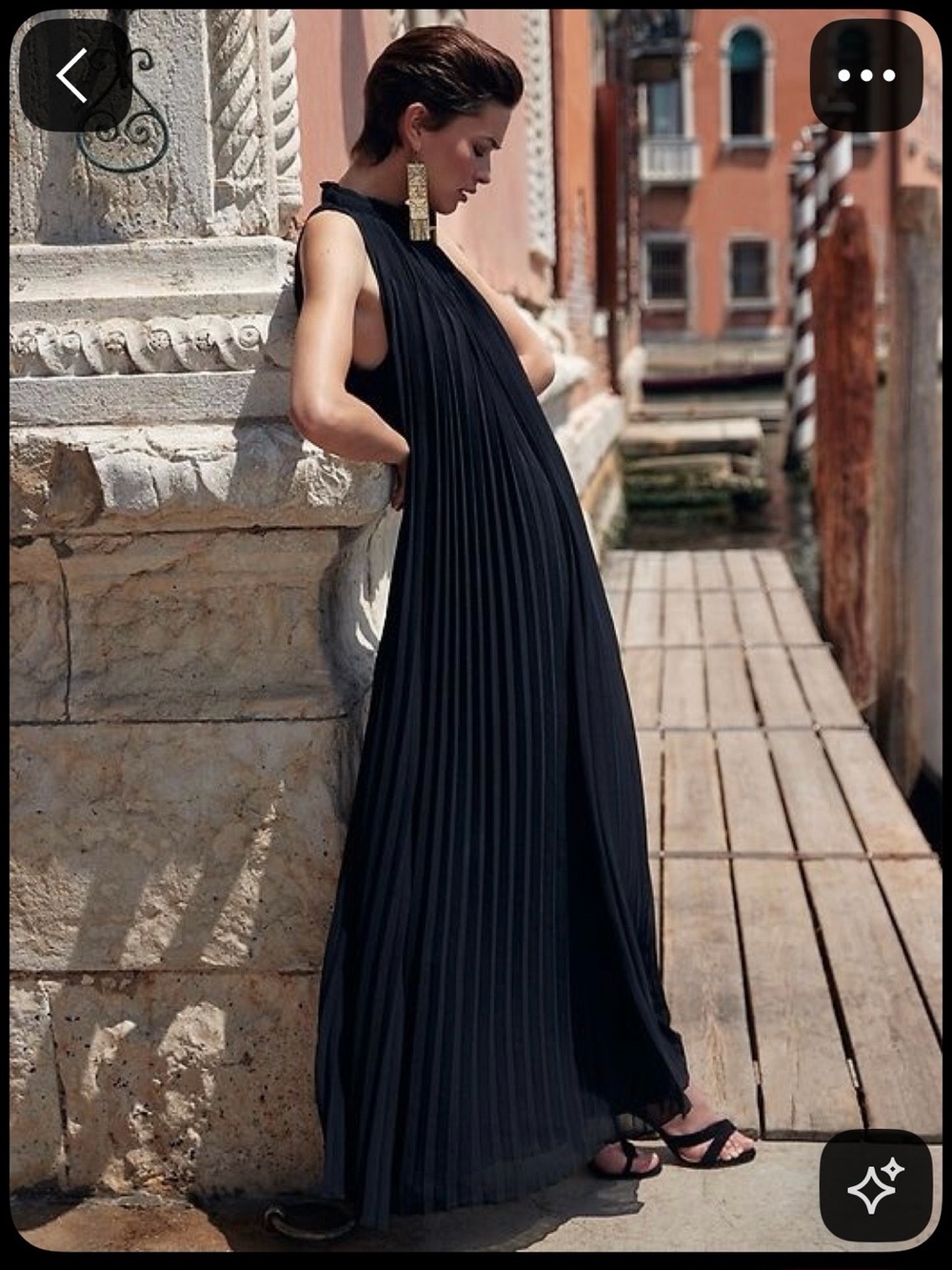 Banana Republic Black Pleated Halter Maxi Dress